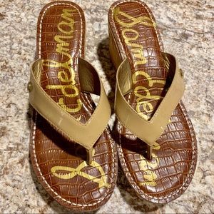 SAM EDELMAN Tan Wedge Romy Sandals 8.5
